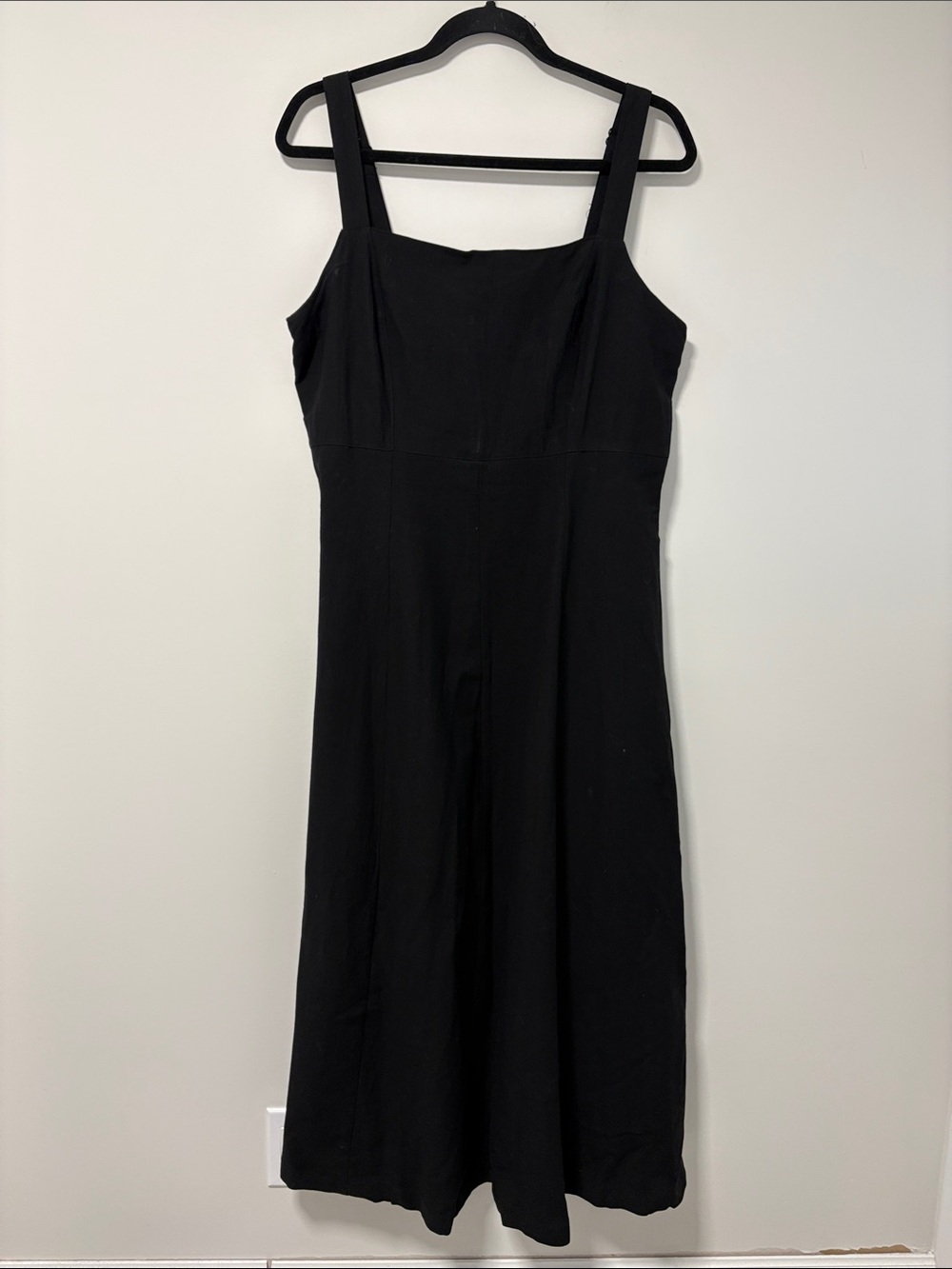 APRICOT Black Maxi Dress with Square Neckline and Wide Straps